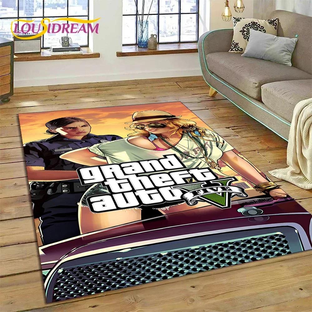 3D GTA Spiel Grand Theft Auto Gamer Teppich für Schlafzimmer Wohnzimmer Zuhause Sofa Dekoration, Kinder Spiel Große Dekor Bodenmatte