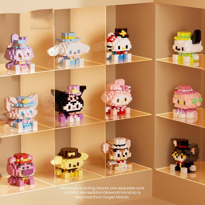 MINISO Sanrio Παιχνίδια Τουβλάκια Δόμησης Μικρο Διαμαντένια Τουβλάκια Disney Hello Kitty Kuromi Πάντα Μπλοκ Montessori Για Παιδιά Δώρα