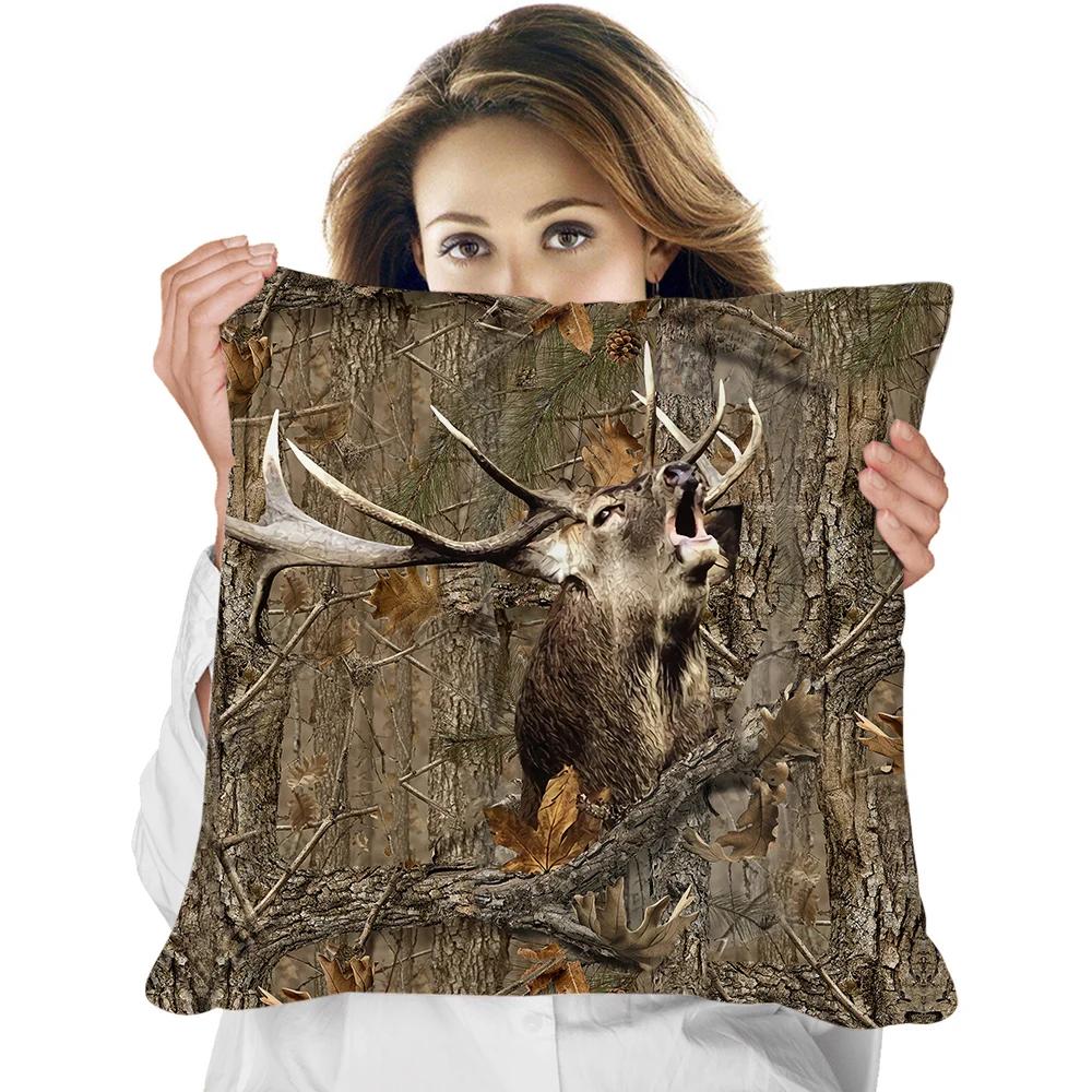 Animal Pillowcase Beautiful Wild Boar Hunting Reversible Printed Cushion Cover Home Fun Throw Pillow