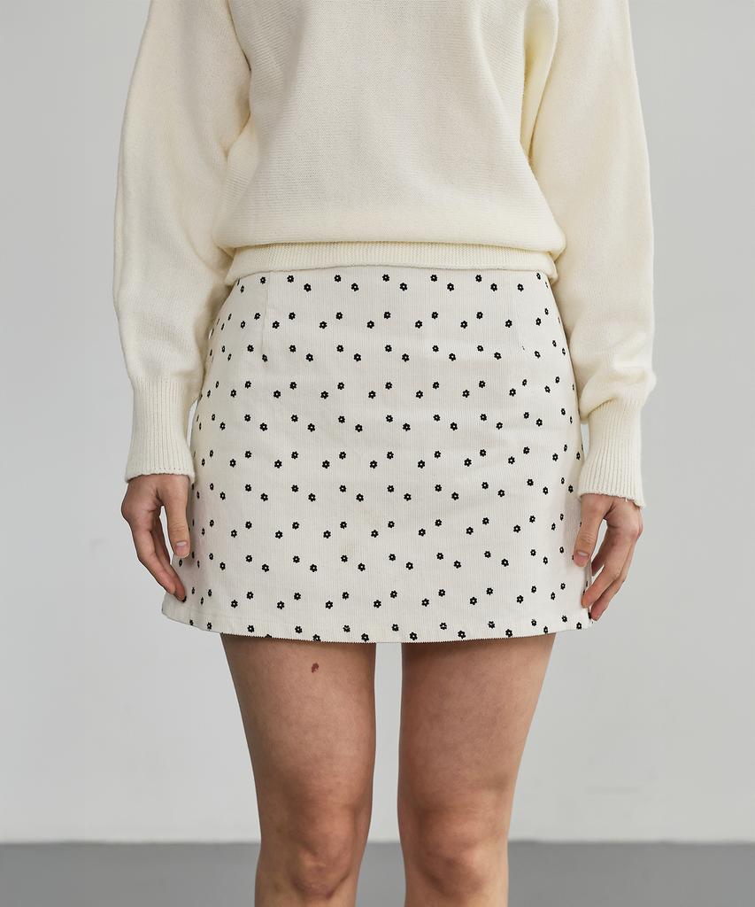 HYFVE Corduroy Flower Pattern Mini Skirt