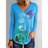 Halloween Women's T-Shirts Graphic Skull Elegant Vintage Tees Long Sleeve T-shirts V-Neck Regular Tops Casual Pullover Fall