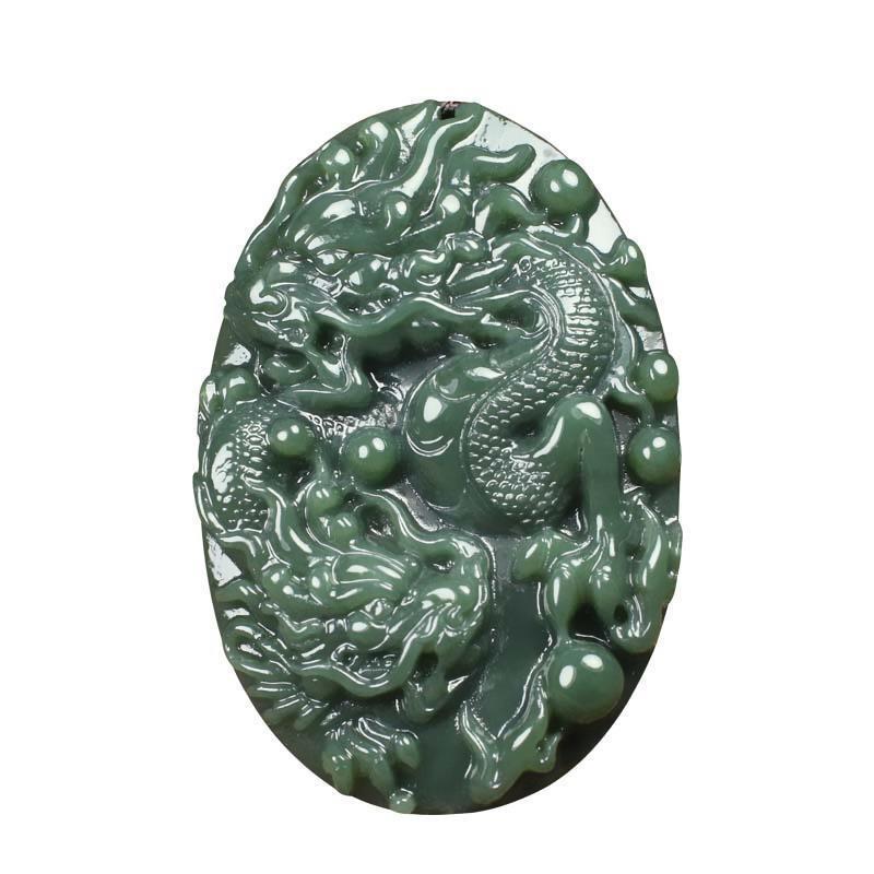 Přívěsek na náhrdelník z přírodního hetianského jadeitu s drakem, zelený qingový jadeit, vyřezávaný totem zvířete, amulet, čínský styl, jadeitová destička pro muže i ženy
