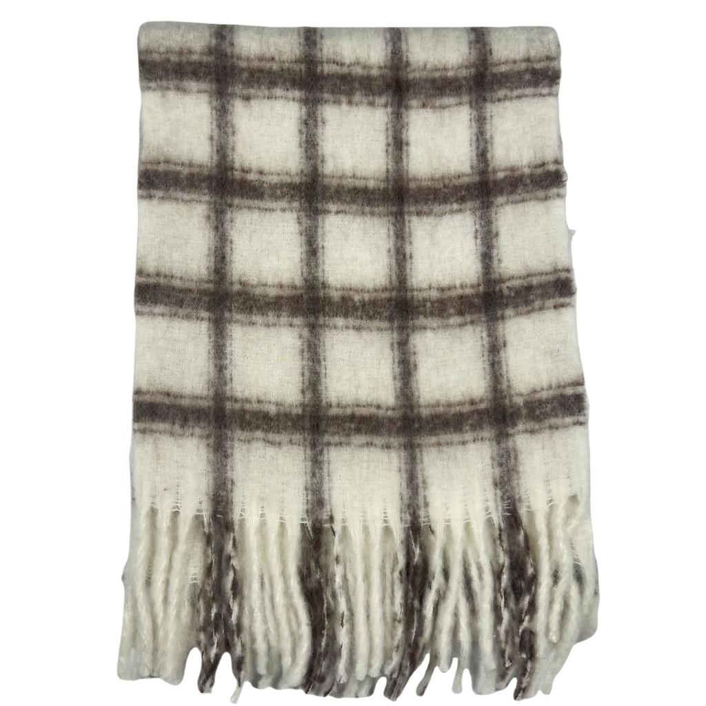 Wool Blended Plaid Simple Scarf Women's New Winter High-end Atmosphere Scarf Versatile