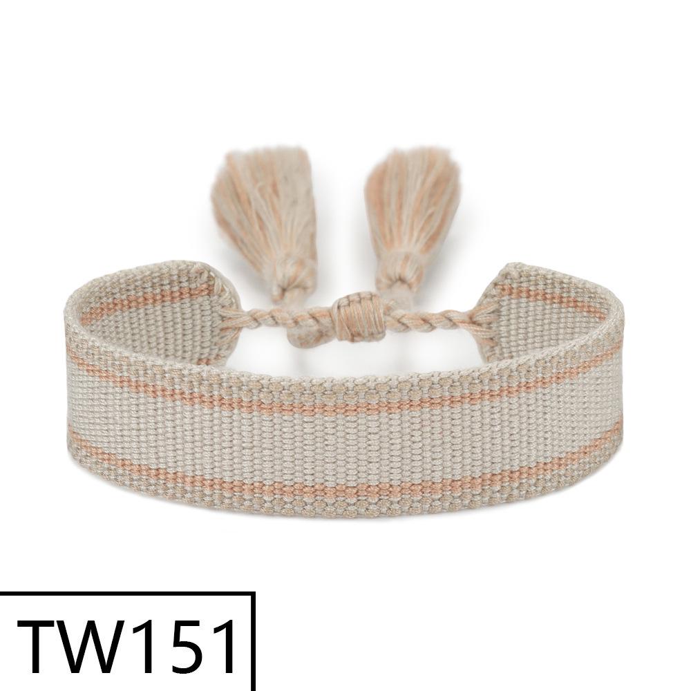 Handmade Bohemian Embroidered Logo Tassel Bracelet - Ethnic Style Friendship Band