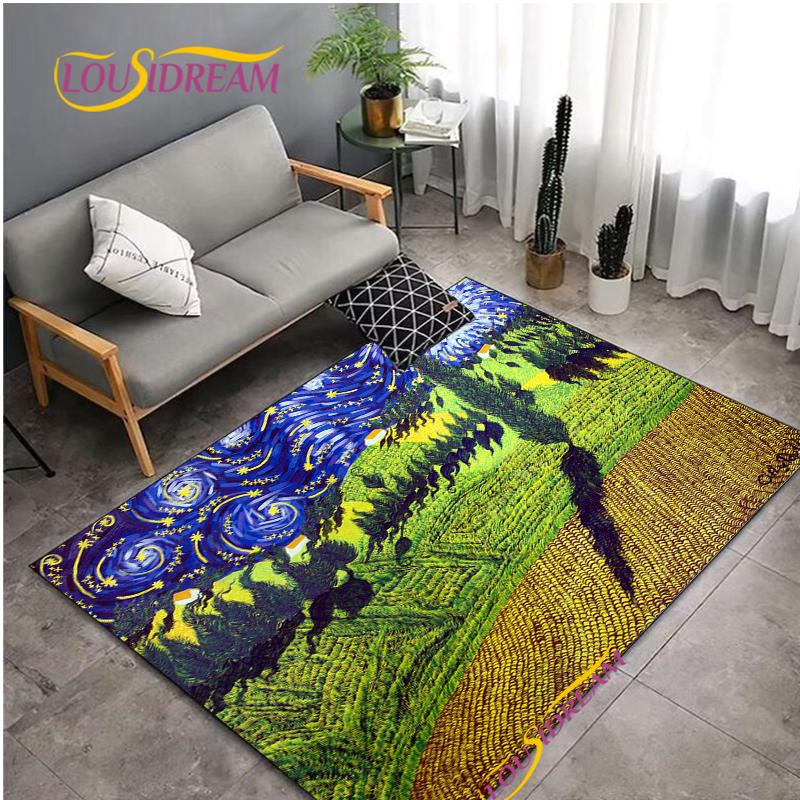 Fashion Van Gogh Art Carpet for Living Room Bedroom Rugs Kitchen Kids Door Un-slip Floor Mats Alfombra Birthday gift Poster Mat