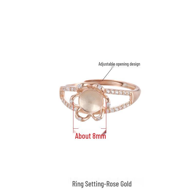 

S925 Sterling Silver & Gold Pearl Ring Setting for 6-8mm Round Pearl рожевий колір золота