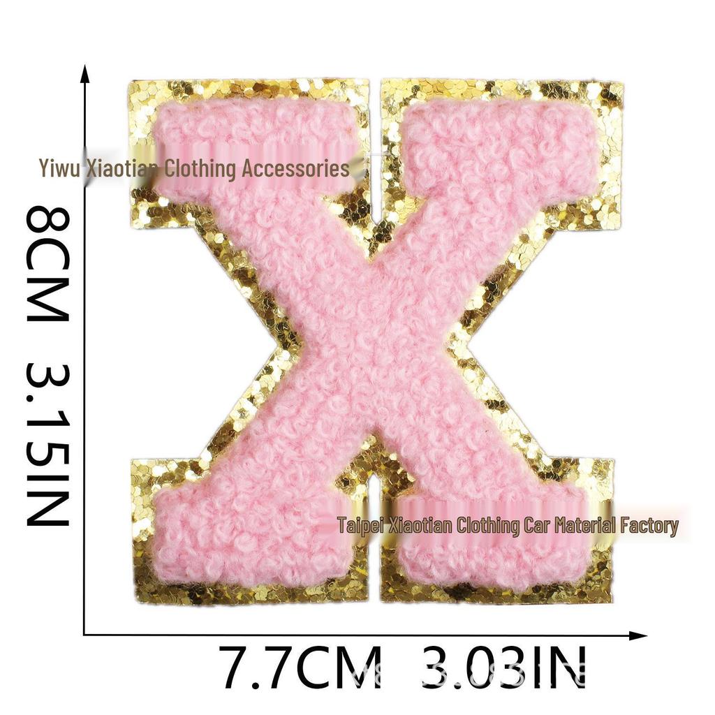 Roaring Sky Chenille Gestickter Englischer Buchstabe Aufbügler, 8cm