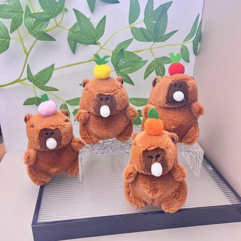 Blow Bubble Capybara Keychain Top Persimmon Kids Backpack Hanging Doll Plush