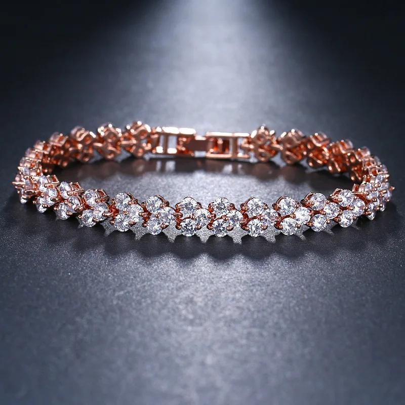 Luxus HipHop Iced Out 4mm Zirkonia Kristall Tennisarmbänder für Damen Herren Goldfarbe Kupferfarbe Armband Kette Schmuck Y22072YY- gray