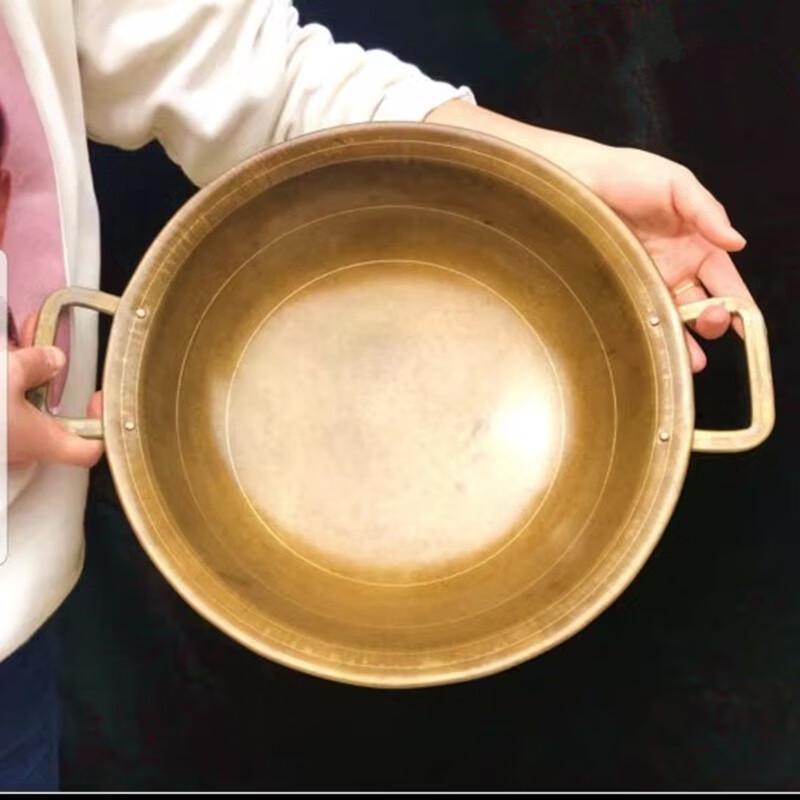 

Handmade Uncoated Copper Wok with Double Handles