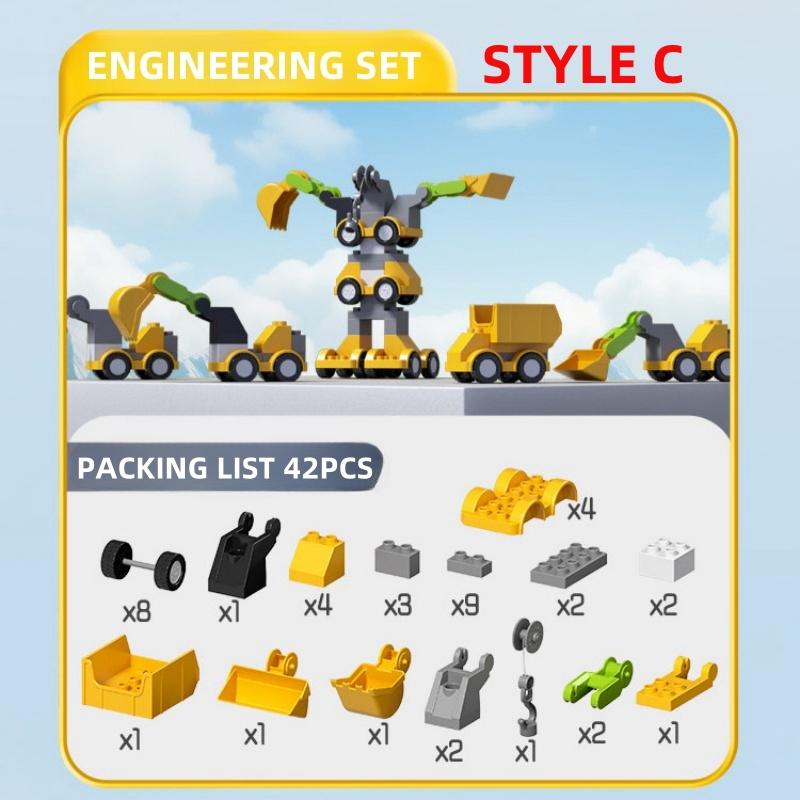 Non-Toxic Large Particle Building Blocks Car Engineering Traffic Vehicle Excavator Assemble Education Children Toy Diy Bricks Toy