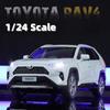 1/24 TOYOTA RAV4 SUV Sport Odlehčený slitinový miniaturní model auta na dálkové ovládání se zvukem a světlem, natahovací, kolekce, dárek pro chlapce