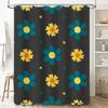 Vintage Retro Flower Shower Curtain Waterproof Decorative Bathroom Liner Home Decoration with Rod Pocket Dark Blue/Teal/Cream Ye