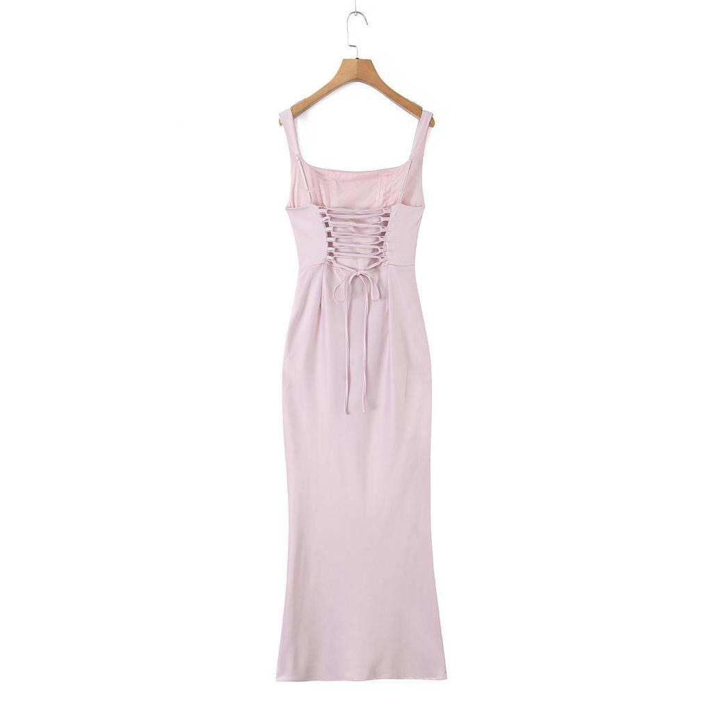 European/American Satin Spaghetti Strap Classic Evening Gown for Women