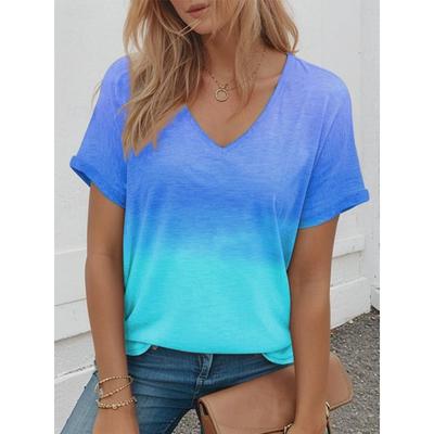T-shirts pour femmes, imprimé dégradé 3D, t-shirts décontractés, streetwear, mode estivale, t-shirts surdimensionnés, vêtements à col en V, Y2K