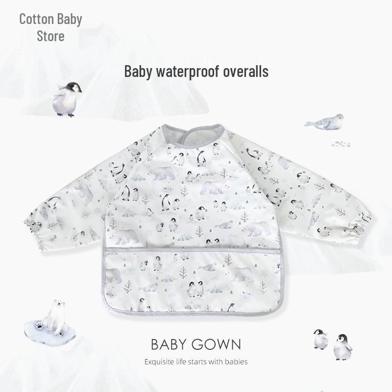 Waterproof Long Sleeve Baby Bib - Oil-Proof, Cotton Coverall for All Seasons.