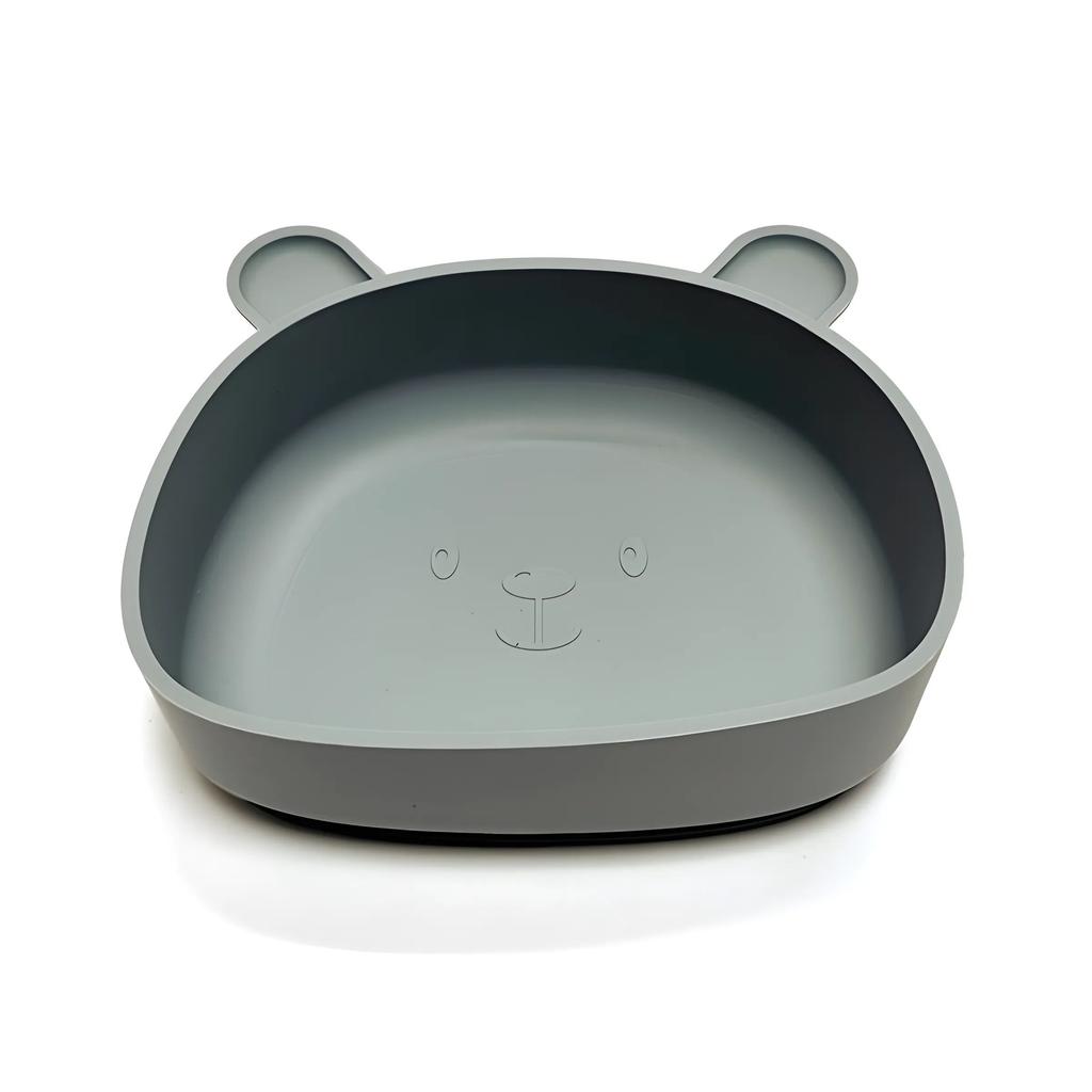 Non-Toxic Children'S Silicone Dinner Plate Baby Auxiliary Bowl Suction Cup Bear Cartoon Dinner Plate Fall-Proof Anti-Scald Tableware