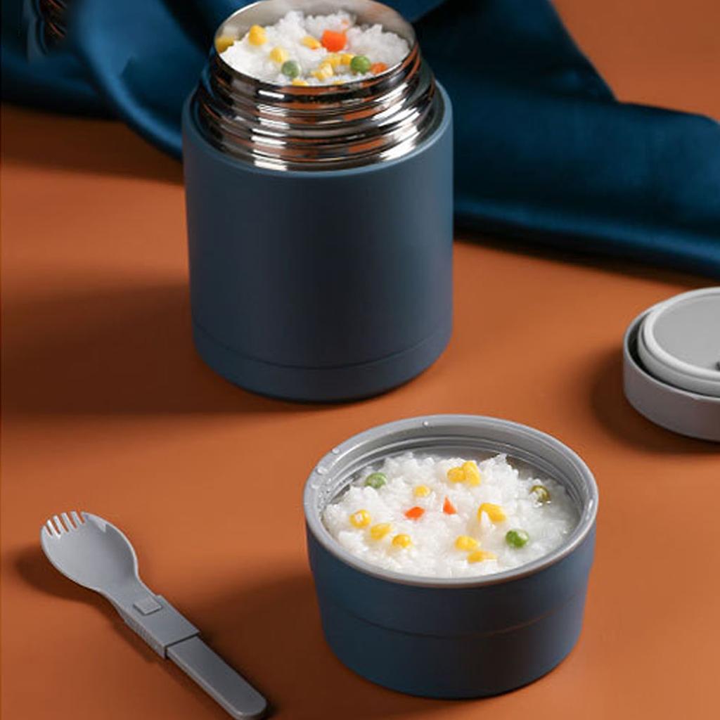 Yalıtımlı Yemek Termosu 1000ml Kapasite 304 Paslanmaz Çelik Sıcak Yemek Öğle Yemeği Kabı Katlanabilir Kaşık ile