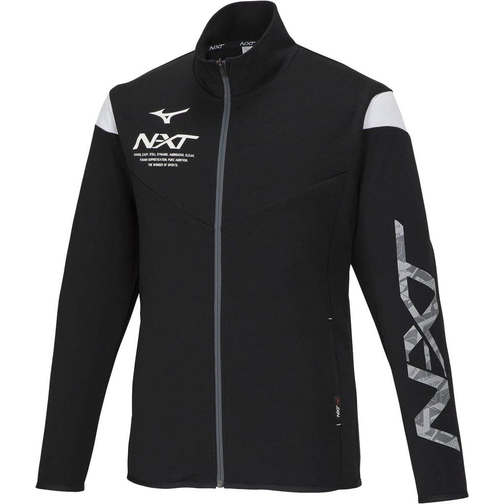 Mizuno Slim Size 32JCA210 N-XT Warm-Up Jacket, Sweat-Wicking, Quick-Drying, Fit, Black/Black, S,