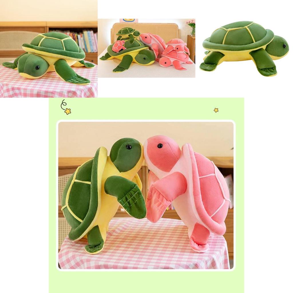 Adorable Green Turtle Plush Pillow Ultra-soft Pp Cotton Stuffed Animal Toy For Kids