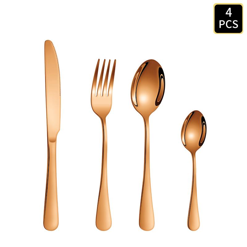 4/16/24pcs Stainless Steel Cutlery Knife, Fork and Spoon Set 1010 Round Handle Cutlery Suitable for Wedding Party Hotel