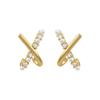 Niche simple cross pearl stud earrings femininity earrings letter elements new