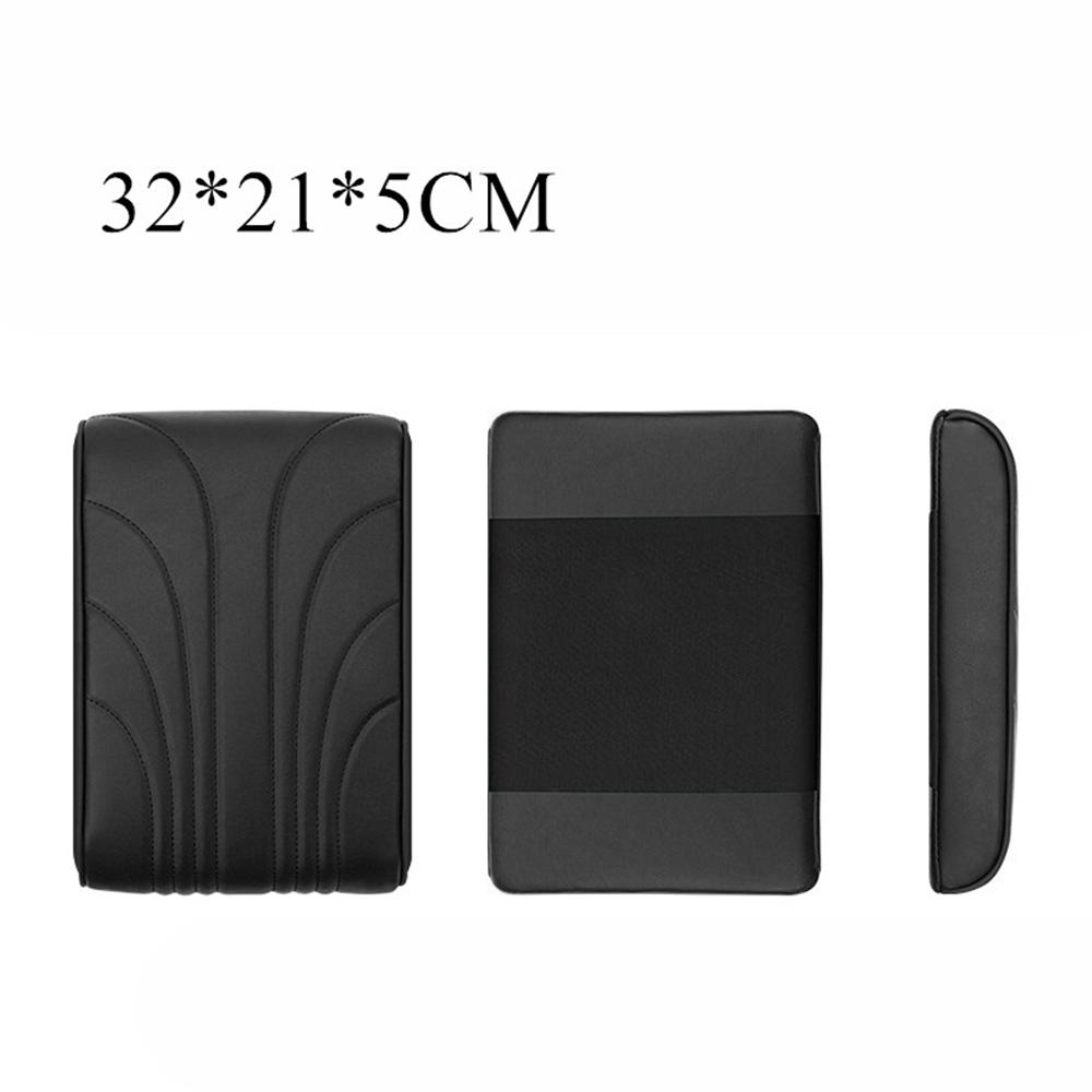 1x Black PU Leather Car Armrest Cushion Cover Memory Foam Center Console Box Pad