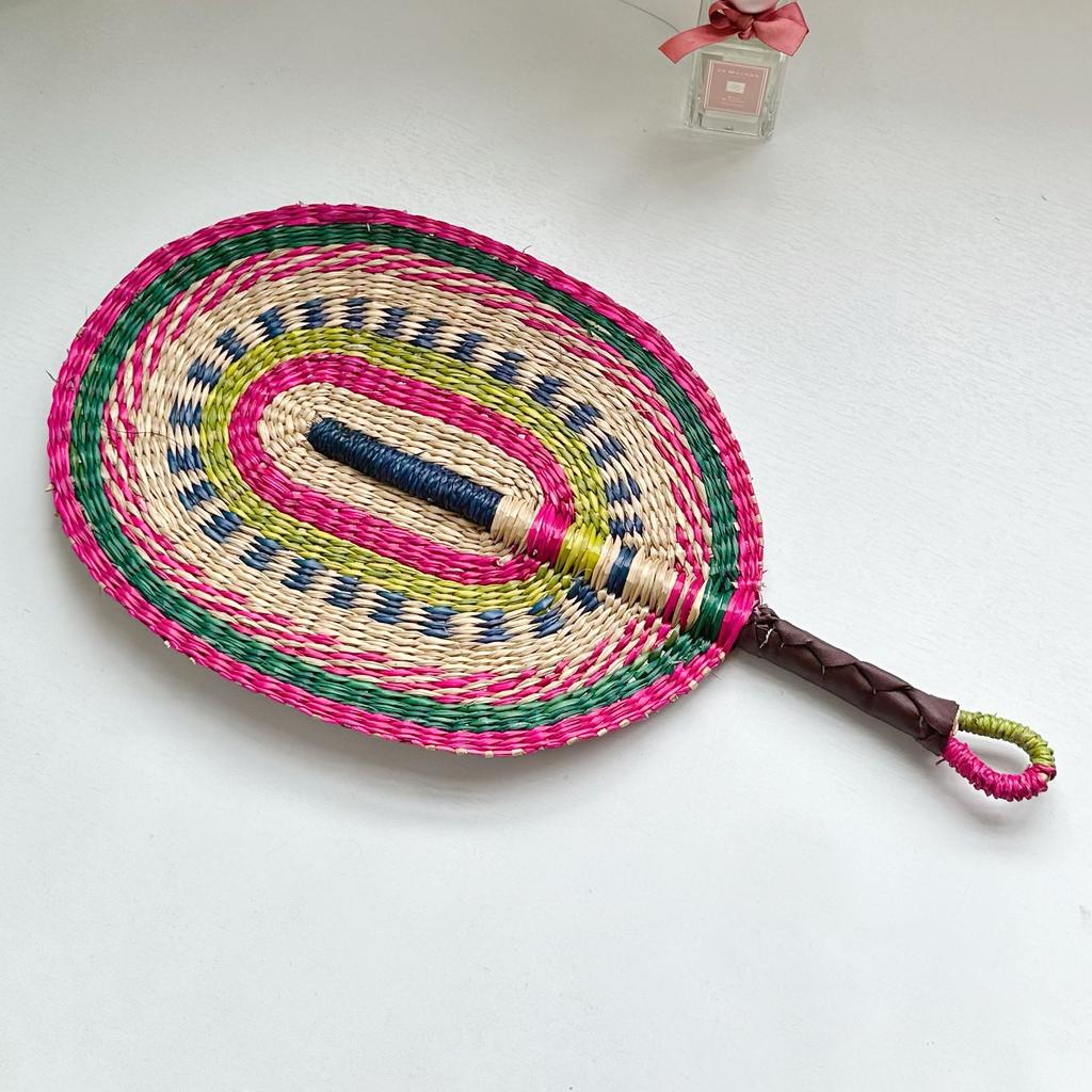 Woven Straw Fan Summer Cooling Grass Handwoven Fan Handmade Fan Nordic Hanging Decorations For Bedroom Wedding Party Home Decors