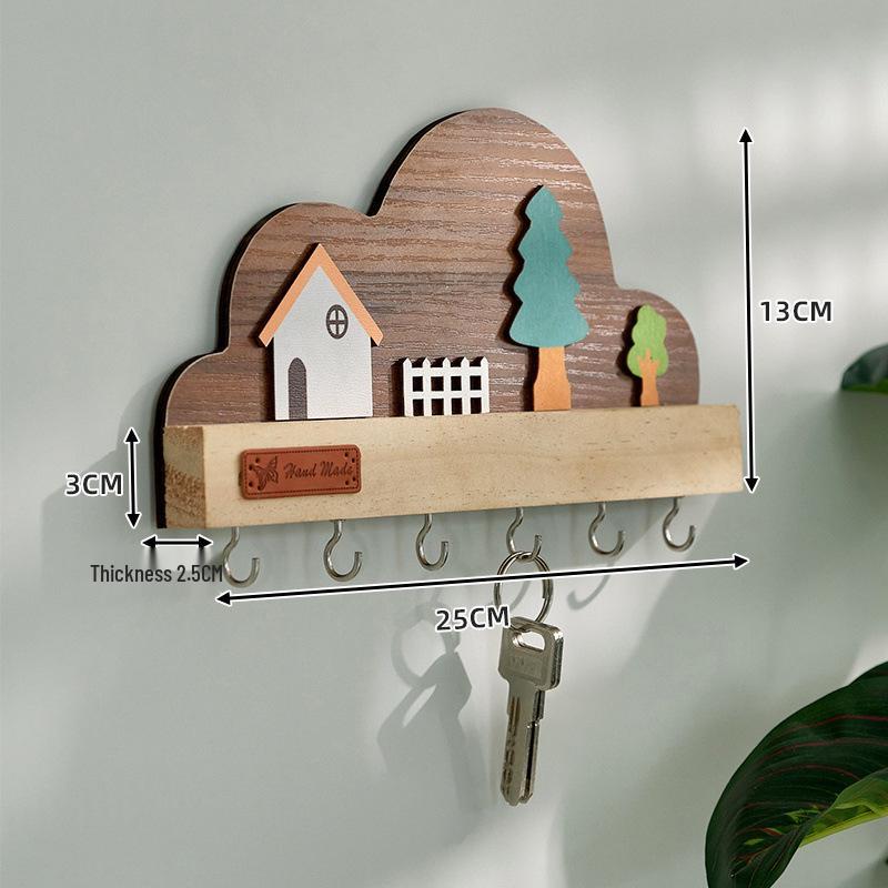 Creative Solid Wood Entryway Key Hooks - Cute Wall-Mounted Decoration