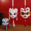 Pearl Plush Lion Pendant Handheld Lion Lantern Keychain Ancient New Year Luminous Lantern  Children