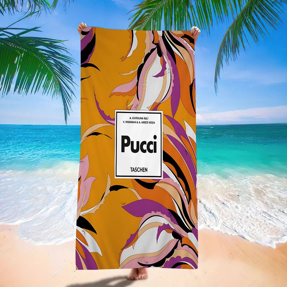 

E-Emilios P-PucciS Logo Microfiber Blanket Quick Drying Beach Towels Oversized Printing Super Absorbent Pool Towel Blanket W30*H60(CM)