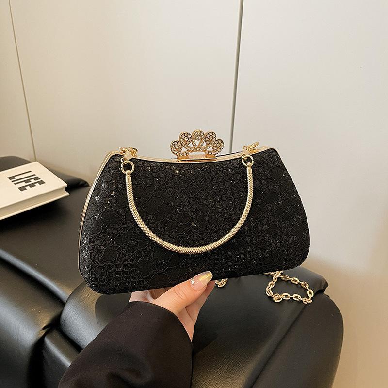 

Вечерняя женская сумка 2025 лето новая мода зарубежный стиль сумка для ужина нишевый дизайн на плечо сумка-мессенджер чёрный