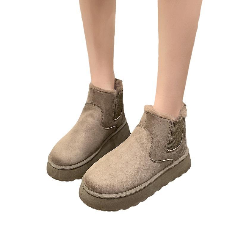 Foreign Trade Explosive Thick-soled Snow Boots, Elastic Band Warm Shoes, Popular Thickened Anti-slip Boots, Short Boots, Thick Soles