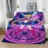 Cute Girl 3D Cartoon S-Sailor Moons Kawaii Flannel Blanket Soft Throw Blanket Art For Home Decor Bedroom Bed Sofa Picnic Gifts