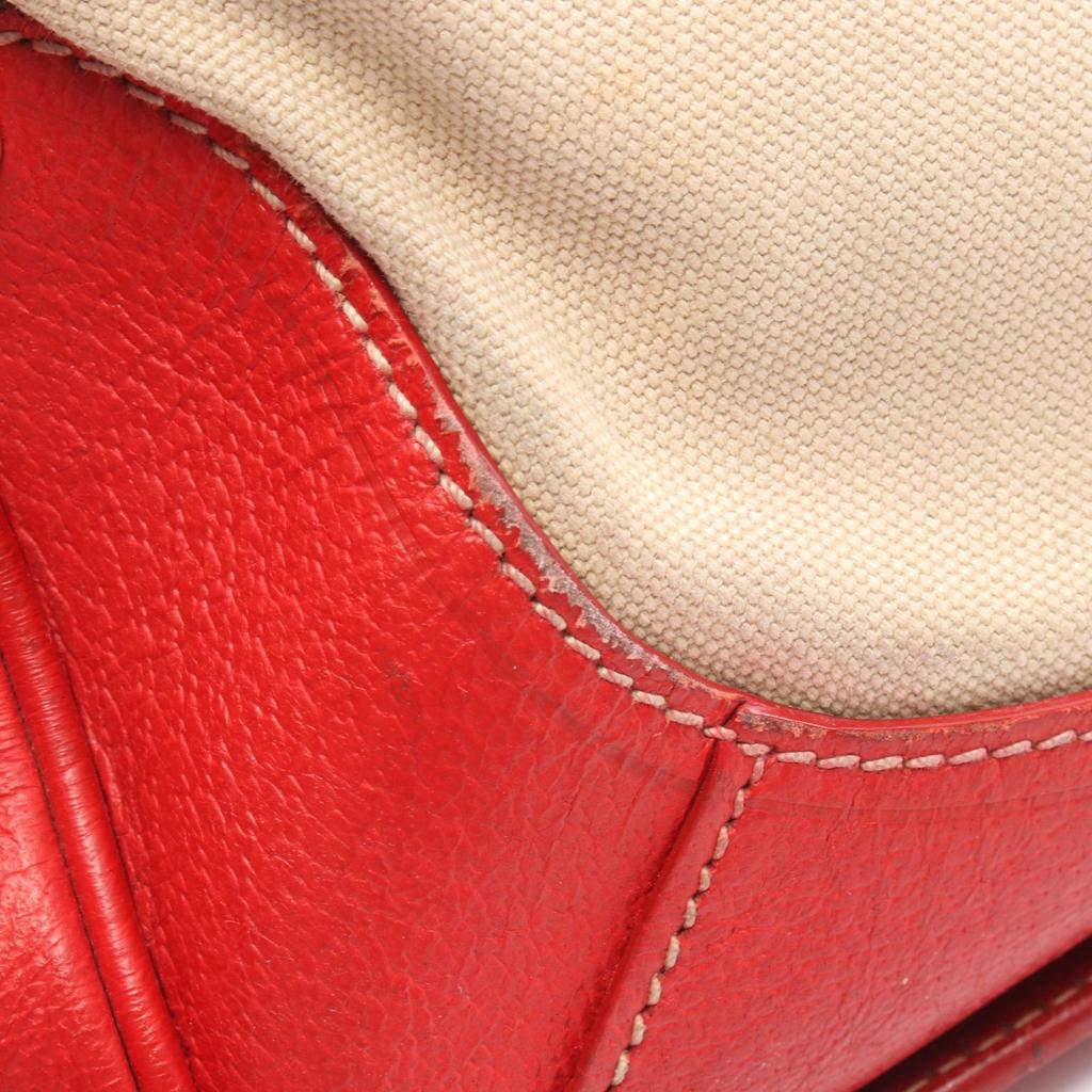 Used PRADA 2WAY Handbag BL0713 canvas leather Beige Red Used Women