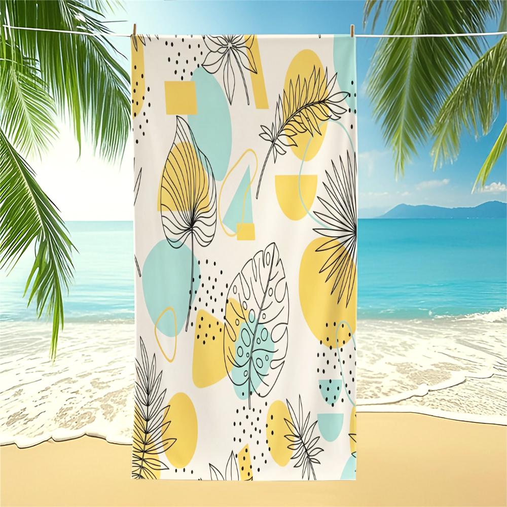 Line Tropical Leaf Geometric Print Beach Towel Pool Towel Camping Towel Bath Towel Blanket Adult Minimalist Travel Decor