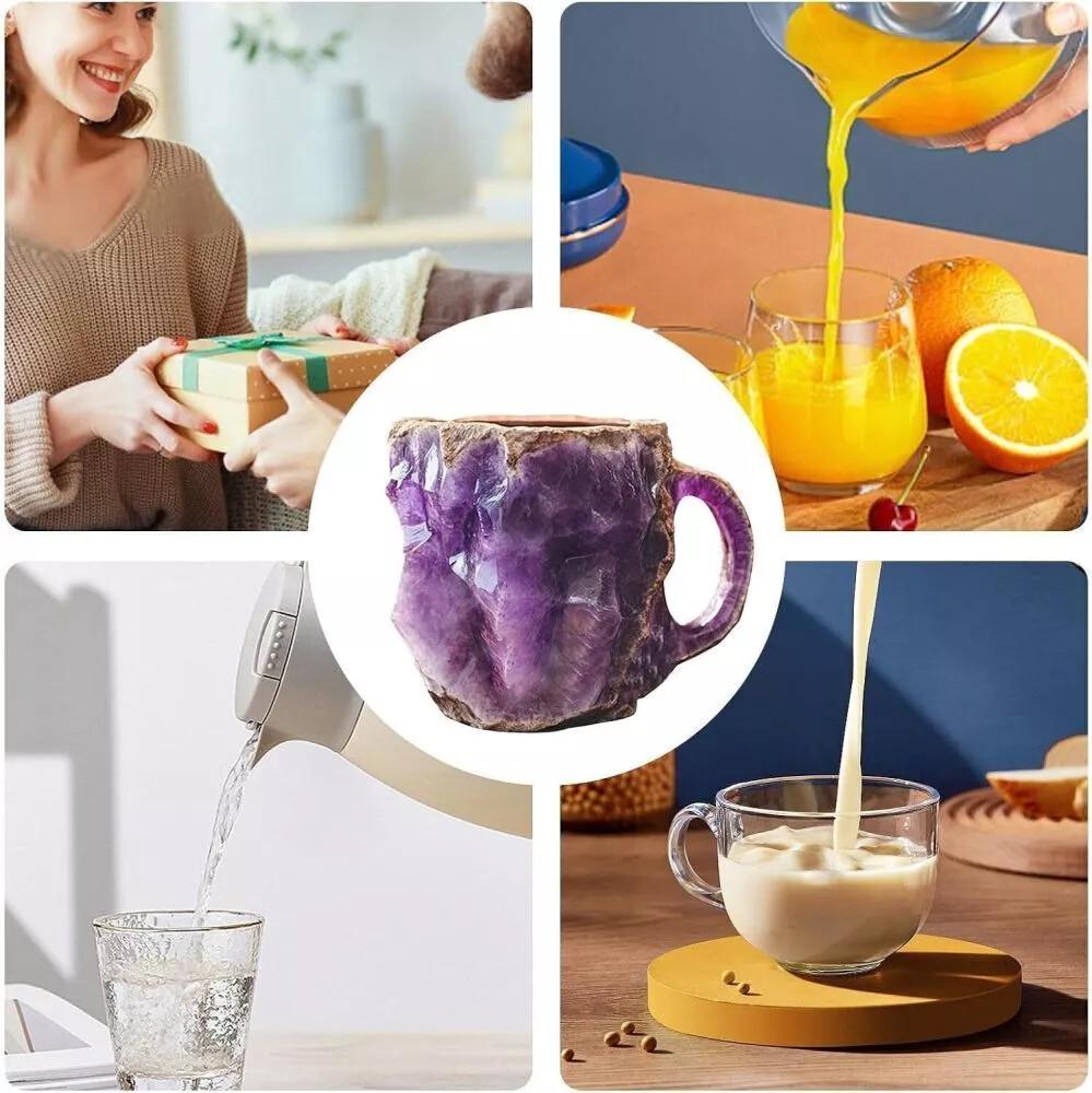 Mineralkristall-Kaffeetasse 2025 Neue mehrfarbige elegante Kristall-Weihnachtstassen Geschenk für Zuhause und Büro Küchenzubehör