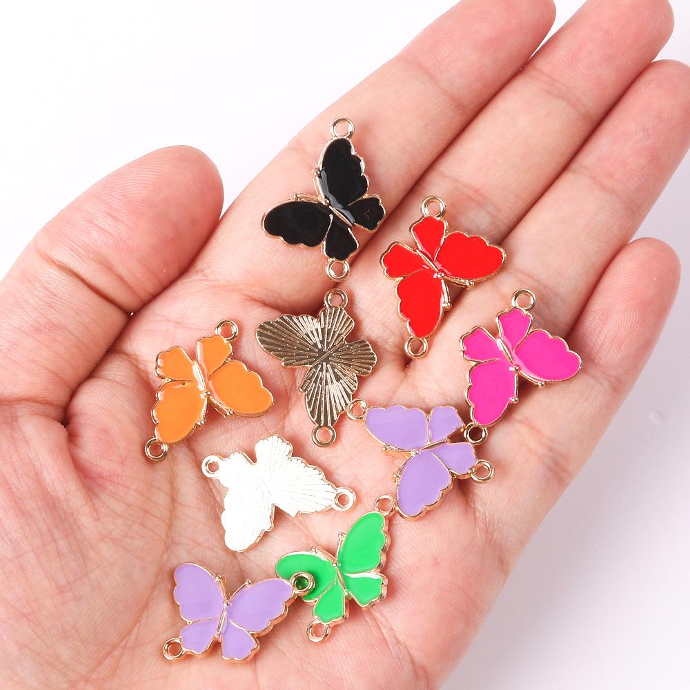 Legierung Doppelt Hängend Tropföl Schmetterling Anhänger Diy Halskette Ohrringe Ohrringe Herstellungsmaterial Schmetterling Anhänger Zubehör