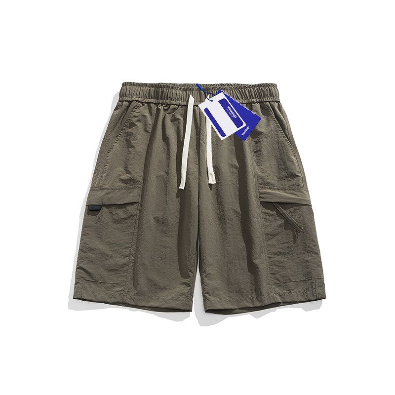 Wassup Trendy Army Green Workwear Shorts for Men, Summer Thin Outdoor Japanese-Style Straight-Leg Five-Point Sports Shorts