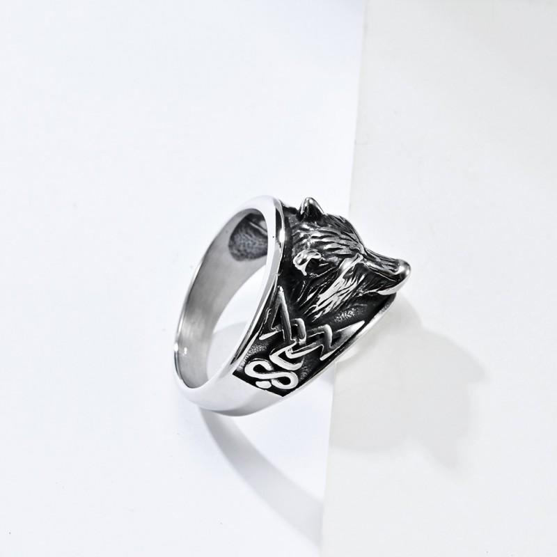 Celtic Wolf Ring Men Women Adjustable Open Band Vintage Nordic Retro Animal Jewelry