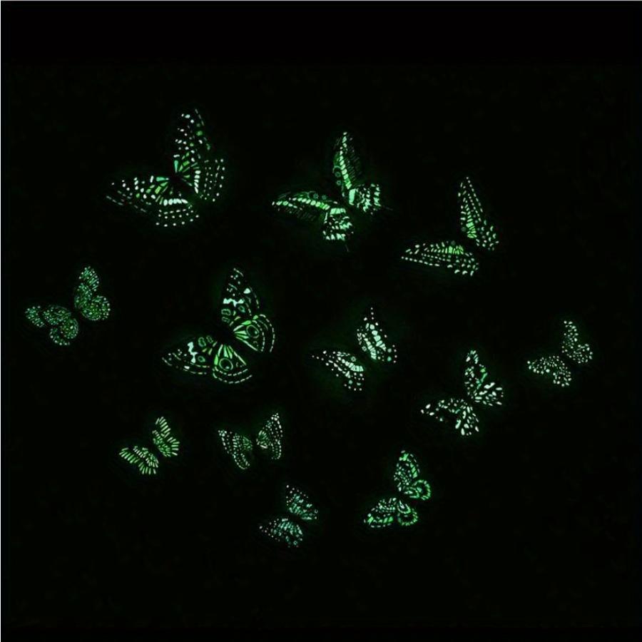 12PCS  Luminous Fridge Magnets 3D Butterfly Design Decal Art Stickers Room Magnetic Home Decor DIY Wall Decoration Newest