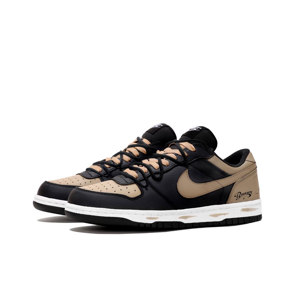 Nike Big Shopping Bag, Time Brown Language Leather Cushioning Low Top Skateboard Shoes Men's Brown Black 355152-016(Team1004-LD)