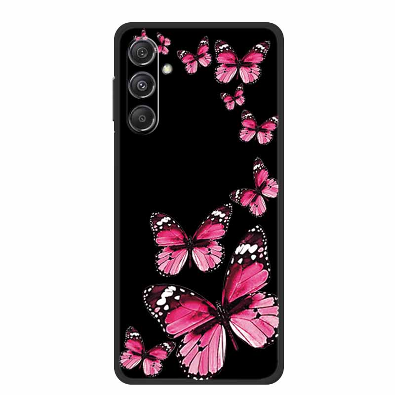 For Samsung Galaxy M36 A17 5G Case Flower Black Silicone Soft Back Cover For Samsung Galaxy S25 FE Plus Phone Case Coque Cartoon