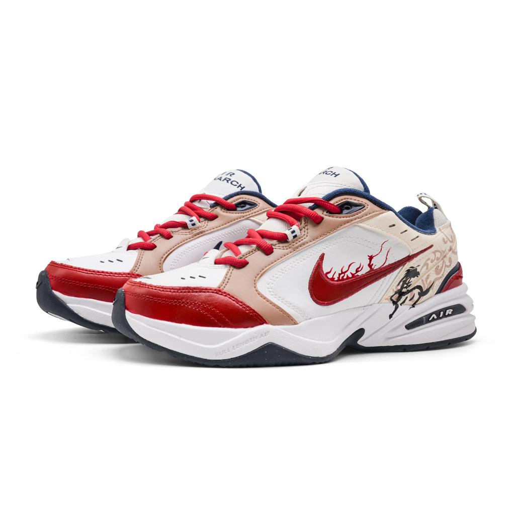 Nike Air Monarch 4 Blessing Horse Willkommen Frühling Dämpfung Abriebfest Niedriger Schaft Klobige Sneaker Unisex Weiß Rot 415445-102(Team268-)