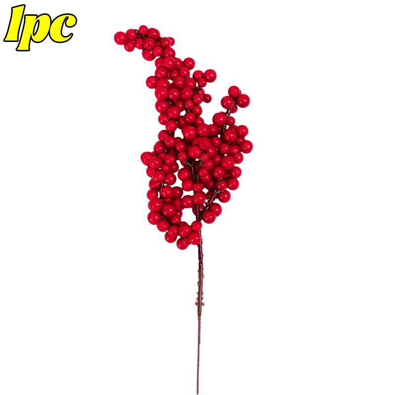 

Artificial Berries Branches Christmas Red Holly Berry Stem DIY Flowers Simulation Plant Xmas Tree New Year Party Decor Ornaments