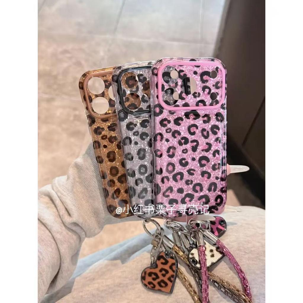 Full Series of Fine Hole Double-layer Drill Pattern Rose Foundation Leopard Print Suitable for iPhone17promax Mobile Phone Case 16pro Case