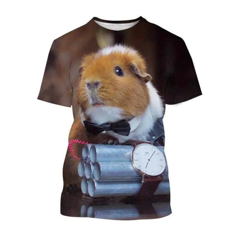 

Новая летняя футболка с милой морской свинкой для забавных животных с 3D-принтом, модная одежда с короткими рукавами, футболки в стиле Харадзюку, топы 6XL