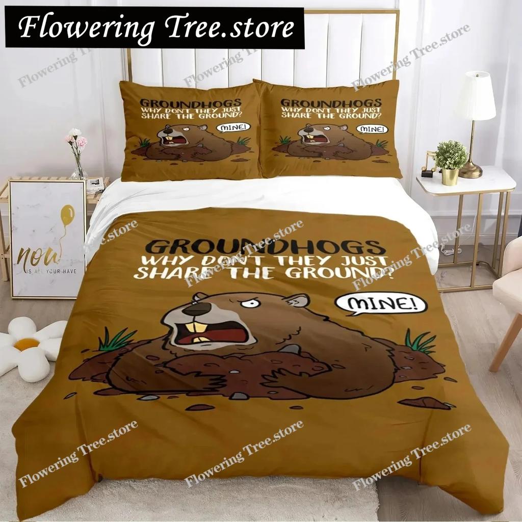 Funny Capybara Anime Duvet Cover Kawaii Animals Bedding Set Soft Quilt Cover Full Size For Boy Teens Bedroom Decoration