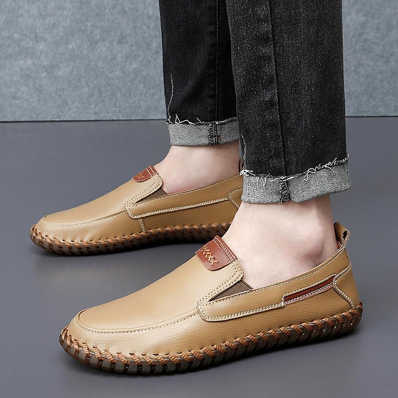 Large Size 45 46 47 Handmade Leather Casual Shoes for Men Loafers Man Moccasins Mens Driving Shoe Slip On Flats Male Rubber Sole