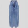 Women's High Rise Barrel Pants Loose Fit Denim Jeans Zip Fly Pleated Casual Denim Trousers